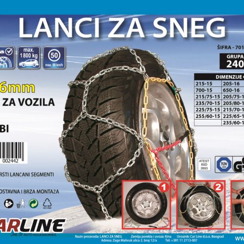 Lanci za sneg 16 mm za SUV i laki dostavni program, grupa 240 TUV/GS sertifikat