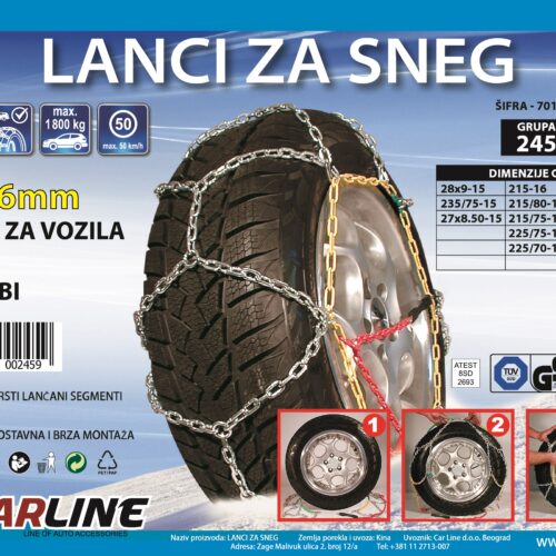 Lanci za sneg 16 mm za SUV i laki dostavni program, grupa 245 TUV/GS sertifikat